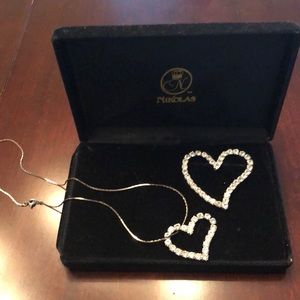 Nikolas heart pin and necklace CZ and silver
